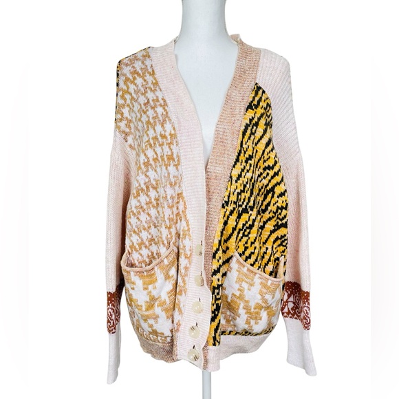 Pilcro by Anthropologie Mash-Up Tiger Cardigan Sweater Size XLarge - Picture 8 of 14